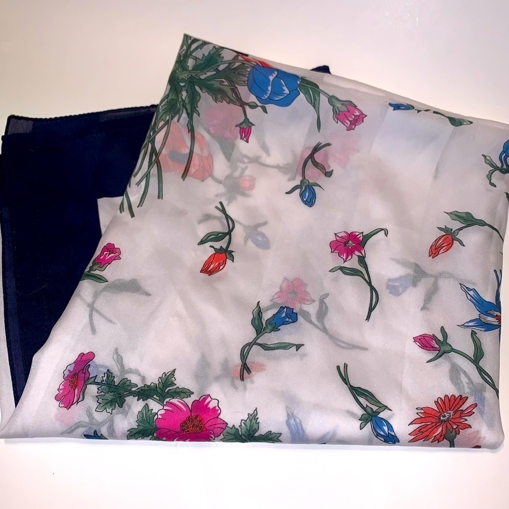 Jim Renoir Floral Sheer Contemporary 100% Polyester Made In Italy Scarf